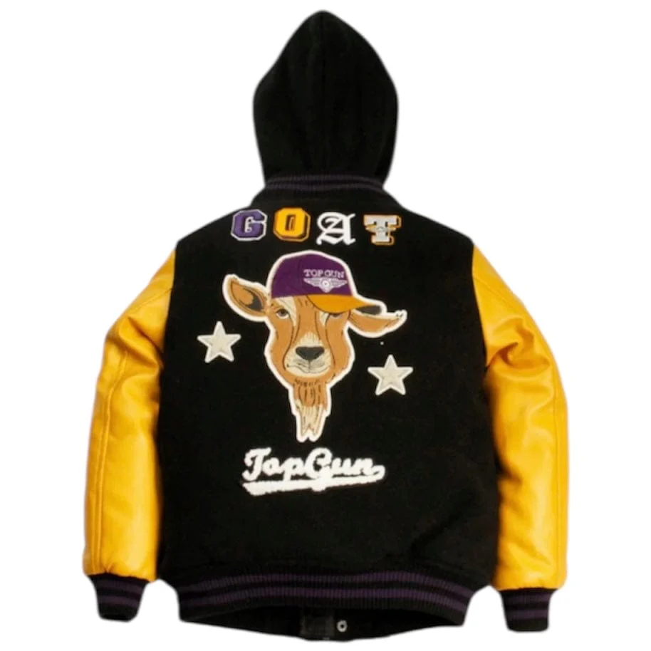 Kids Top Gun "The Goat" Varsity Jacket (Black/Yellow) TGK2349 - Image 2