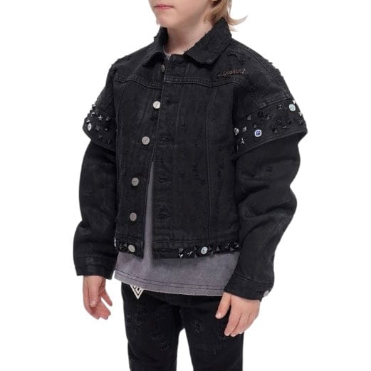 Kids Valabasas Scavenged Denim Jacket (Black Waxed) VPLAY-VJK1-1030 - Image 3