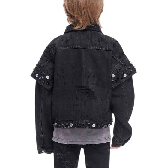 Kids Valabasas Scavenged Denim Jacket (Black Waxed) VPLAY-VJK1-1030 - Image 4
