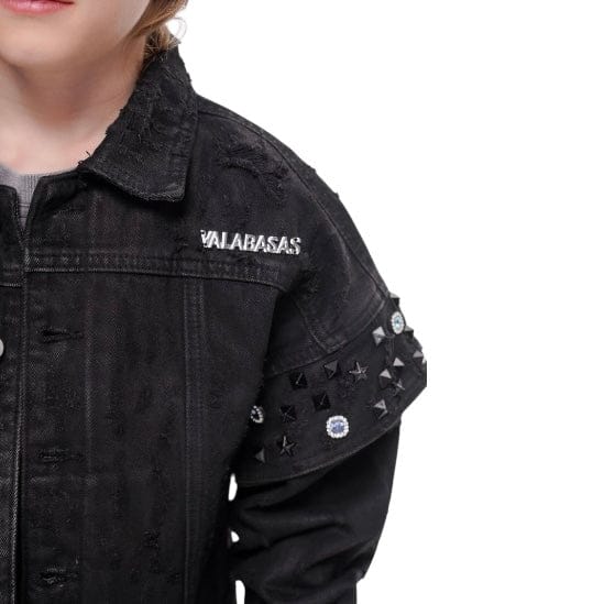 Kids Valabasas Scavenged Denim Jacket (Black Waxed) VPLAY-VJK1-1030 - Image 5