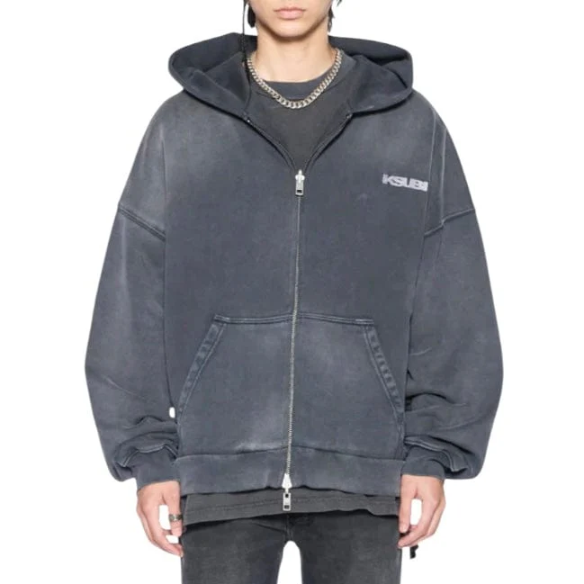 Ksubi Ace Ekcess Zip Thru Hoodie (Charcoal) MFA25FL002