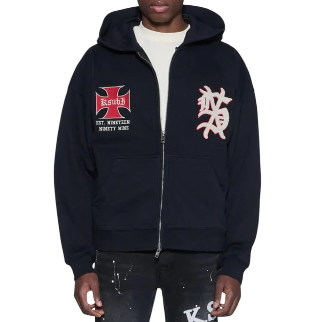 Ksubi League Ekcess Zip Hoodie (Jet Black) MSP26FL002