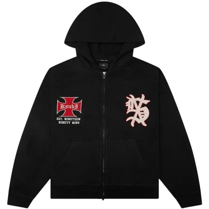 Ksubi League Ekcess Zip Hoodie (Jet Black) MSP26FL002 - Image 3