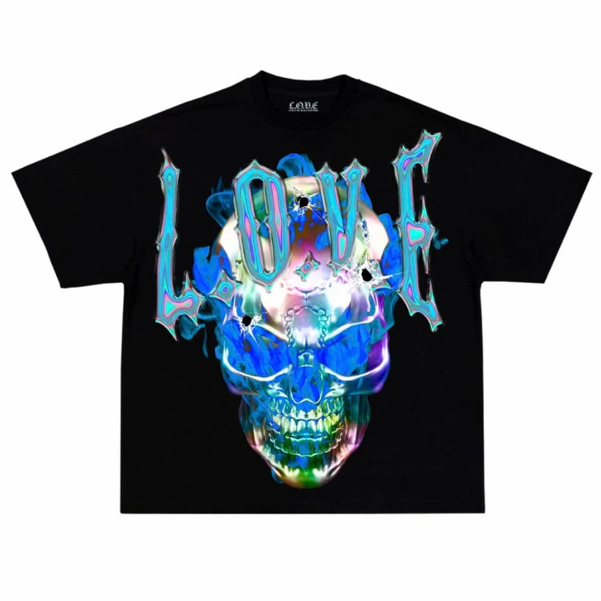 L.o.v.e Chrome Skull T Shirt (Black)