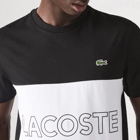 Lacoste 3D Lettered Colorbock Crew Neck T Shirt (Black/White/Grey) TH7059 - Image 2