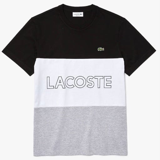 Lacoste 3D Lettered Colorbock Crew Neck T Shirt (Black/White/Grey) TH7059 - Image 5