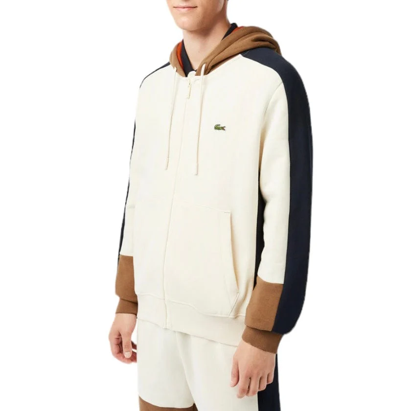 Lacoste Colorblock Hoodie (Off White/Brown/Navy) SH1301-51 - Image 2