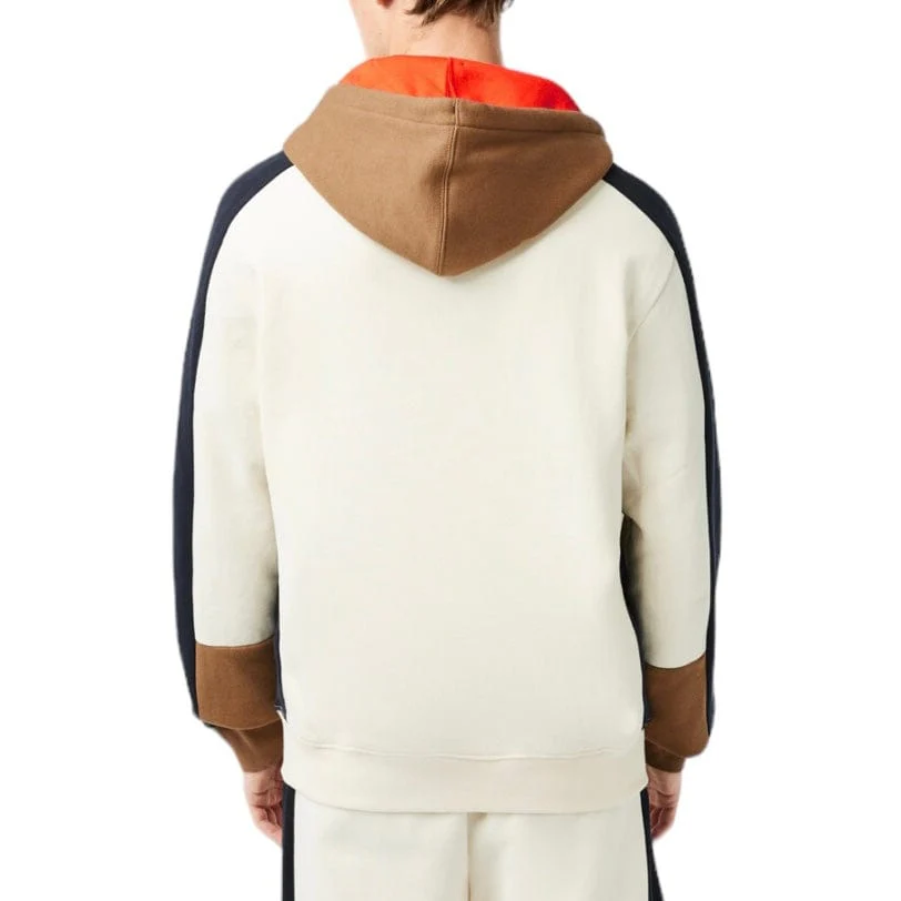 Lacoste Colorblock Hoodie (Off White/Brown/Navy) SH1301-51 - Image 4
