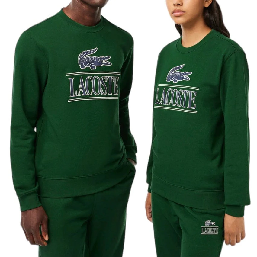 Lacoste Cotton Fleece Branded Jogger Sweatshirt (Green) SH1228-51 - Image 5