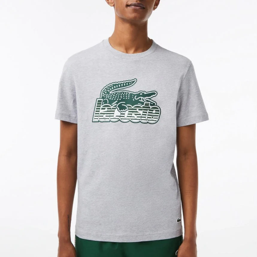 Lacoste Cotton Jersey Print T Shirt (Grey Chine) TH5070-51 - Image 4