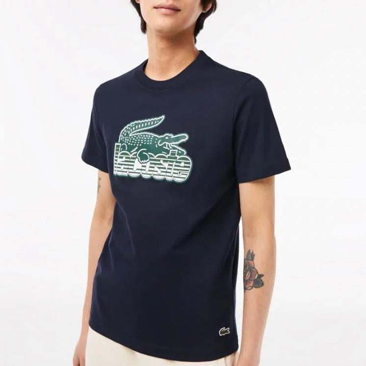 Lacoste Cotton Jersey Print T Shirt (Navy Blue) TH5070-51 - Image 4