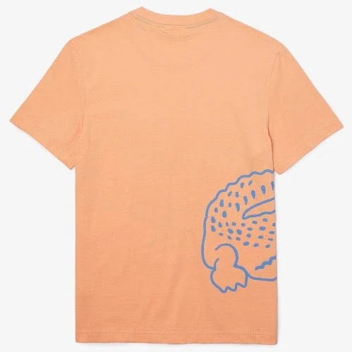 Lacoste Crew Neck Crocodile Print Organic Cotton T Shirt (Light Orange) TH0458 - Image 8
