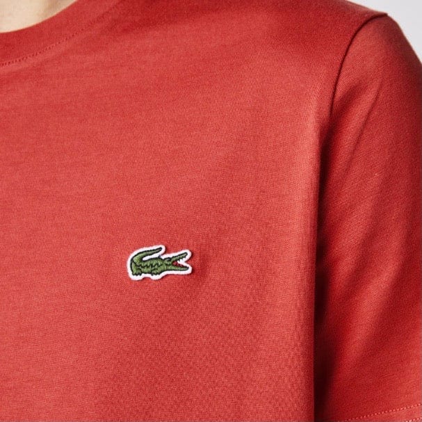 Lacoste Crew Neck Crocodile Print Organic Cotton T Shirt (Red) TH0458 - Image 2
