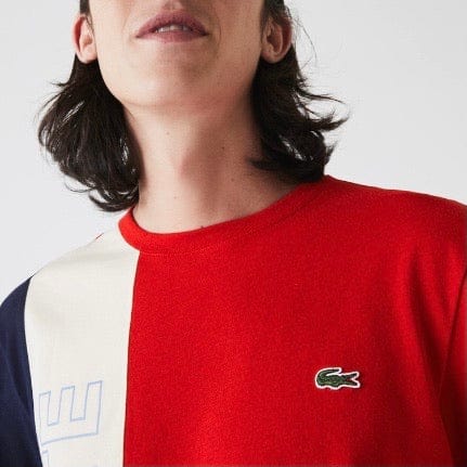 Lacoste Crew Neck Lettering Colourblock T-shirt (Red/Beige/Navy) TH0113 - Image 2