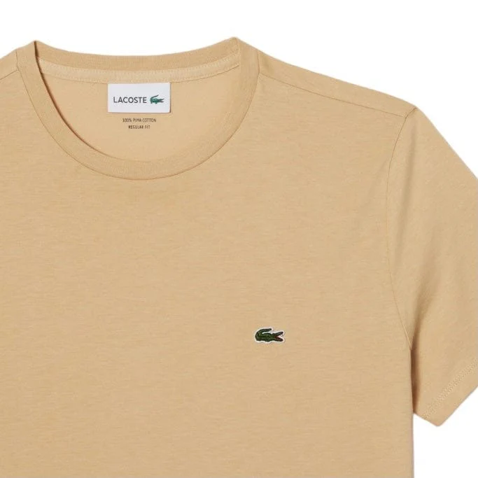 Lacoste Crew Neck Pima Cotton Jersey T Shirt (Beige) TH6709-51 - Image 2