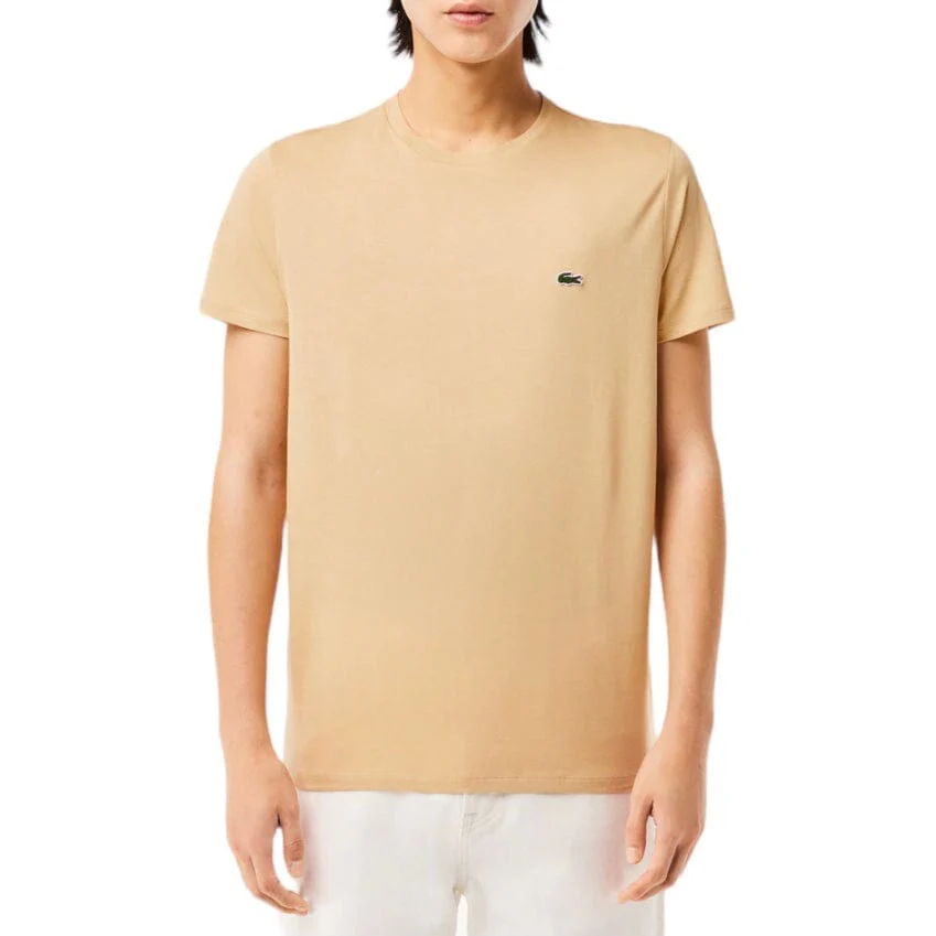 Lacoste Crew Neck Pima Cotton Jersey T Shirt (Beige) TH6709-51 - Image 3