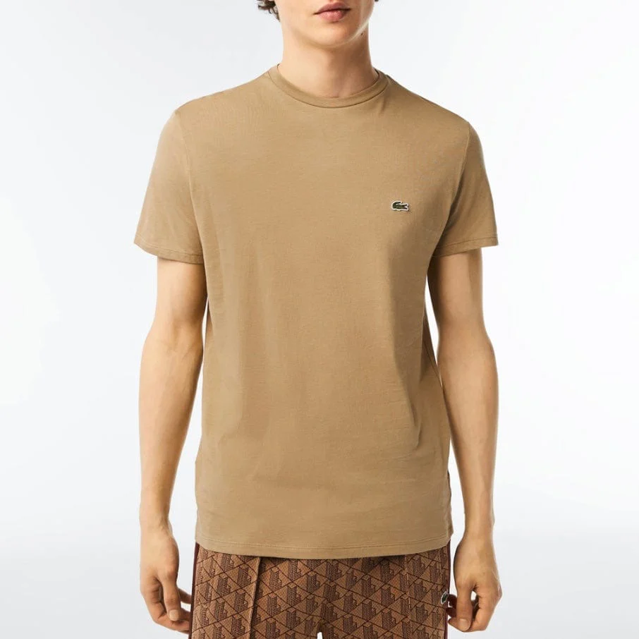 Lacoste Crew Neck Pima Cotton Jersey T Shirt (Beige) TH6709-51 - Image 6