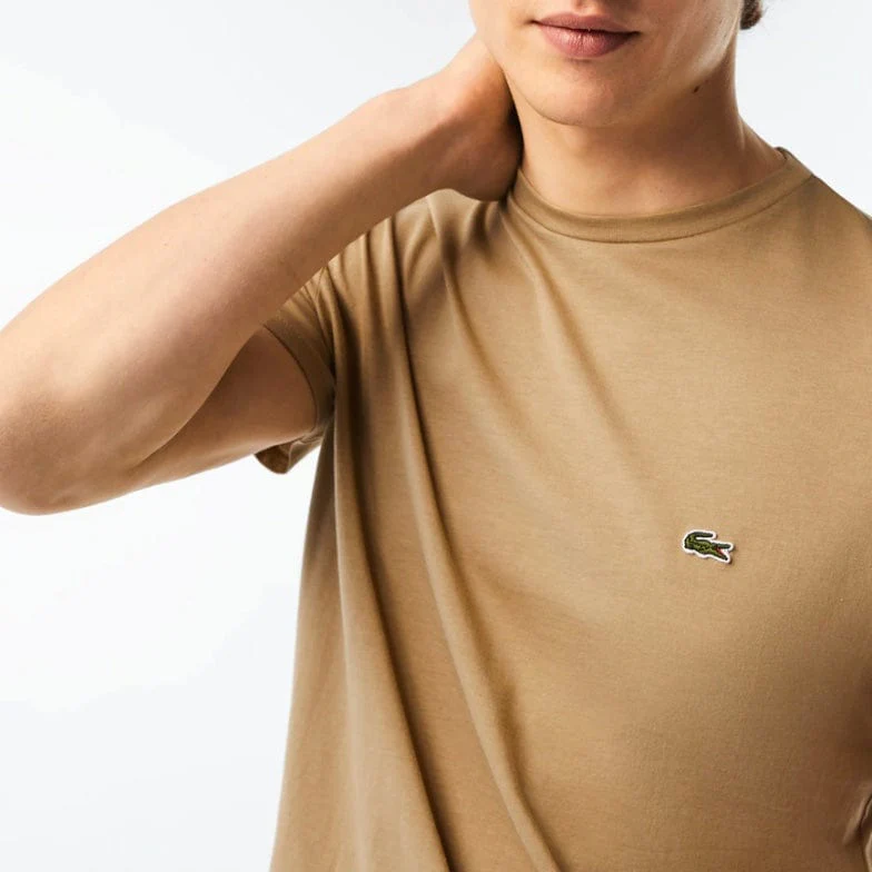 Lacoste Crew Neck Pima Cotton Jersey T Shirt (Beige) TH6709-51 - Image 7