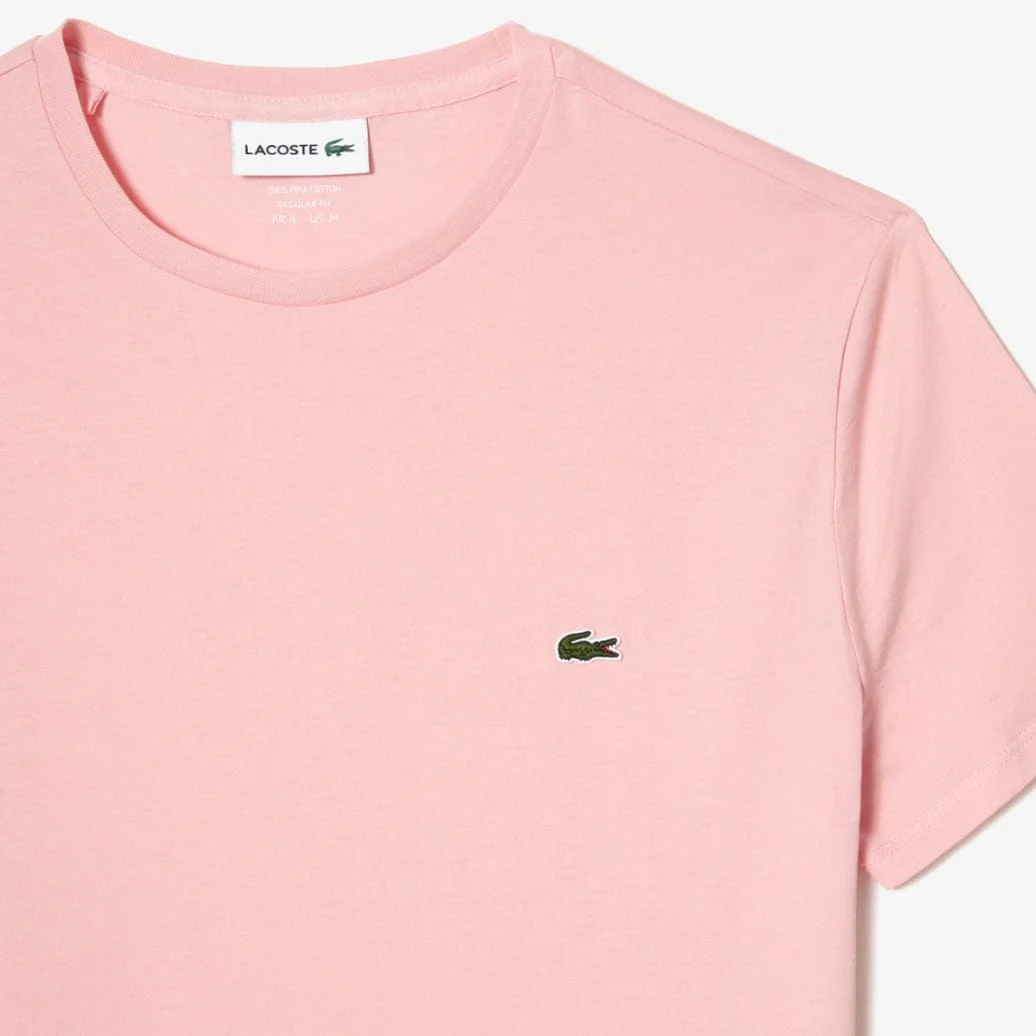 Lacoste Crew Neck Pima Cotton Jersey T Shirt (Light Pink) TH6709-51 - Image 2
