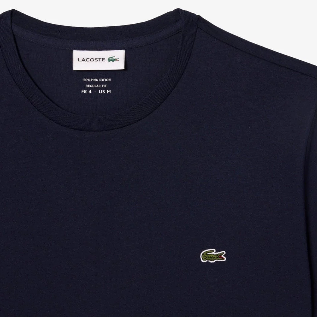 Lacoste Crew Neck Pima Cotton Jersey T Shirt (Navy) TH6709-51 - Image 2