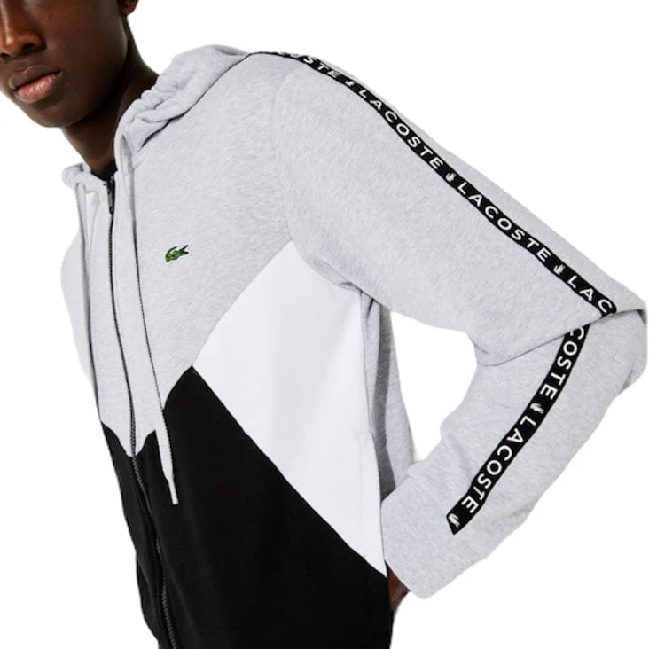 Lacoste  Hooded Colorblock Lettered Fleece Zip Sweatshirt (Grey) SH6905 - Image 2