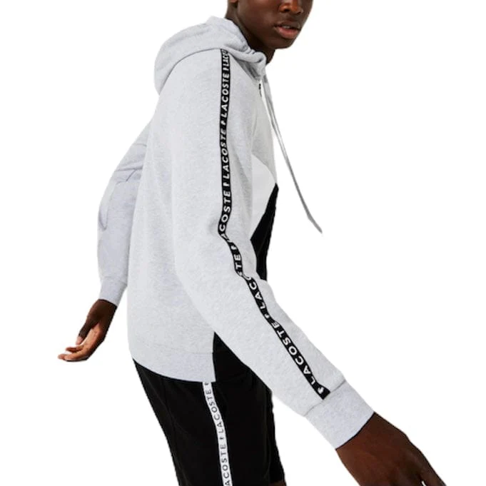 Lacoste  Hooded Colorblock Lettered Fleece Zip Sweatshirt (Grey) SH6905 - Image 3