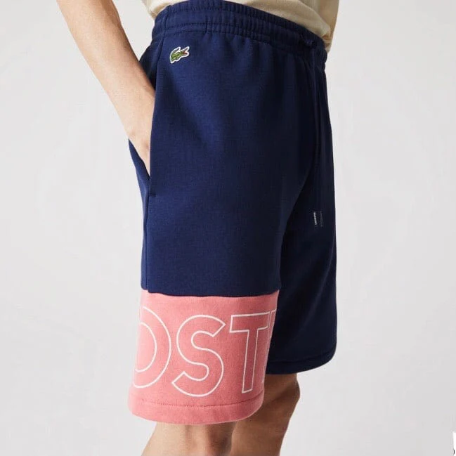 Lacoste Lettering Colourblock Shorts (Blue/Pink) GH0521 - Image 3