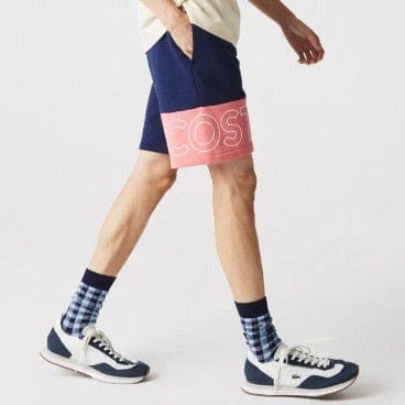 Lacoste Lettering Colourblock Shorts (Blue/Pink) GH0521 - Image 4