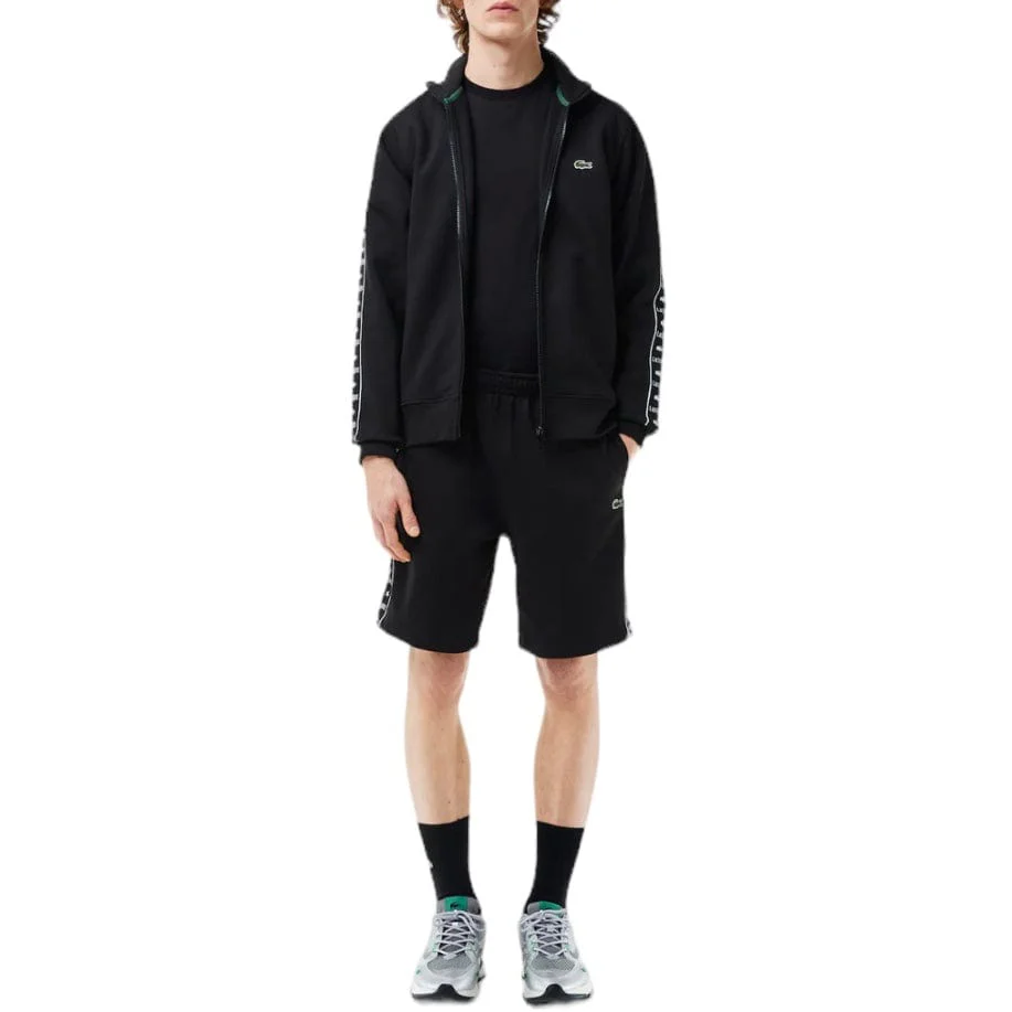 Lacoste Logo Stripe Fleece Shorts (Black) GH7397-51 - Image 6