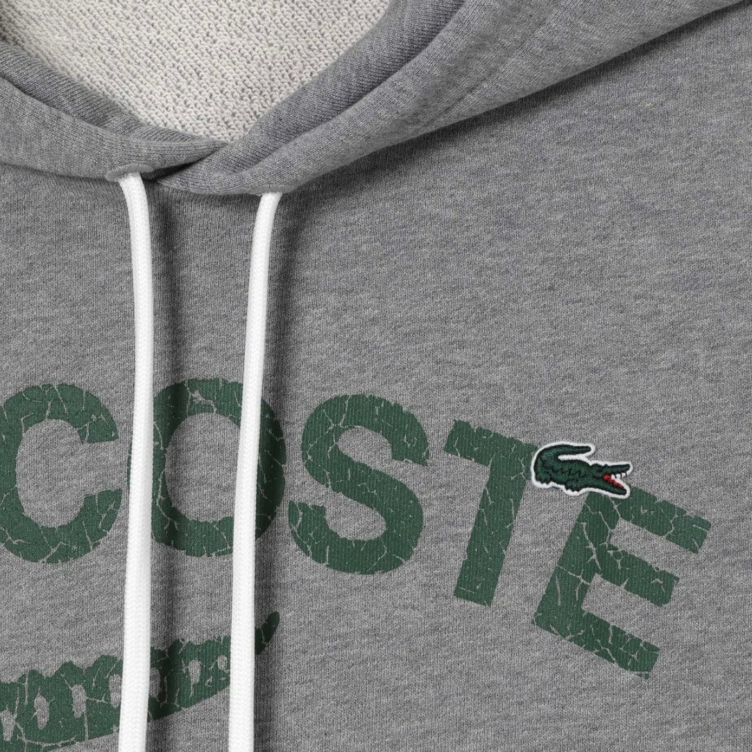 Lacoste Loose Fit Crocodile Hooded Sweatshirt (Grey Chine) SH0107-51 - Image 2