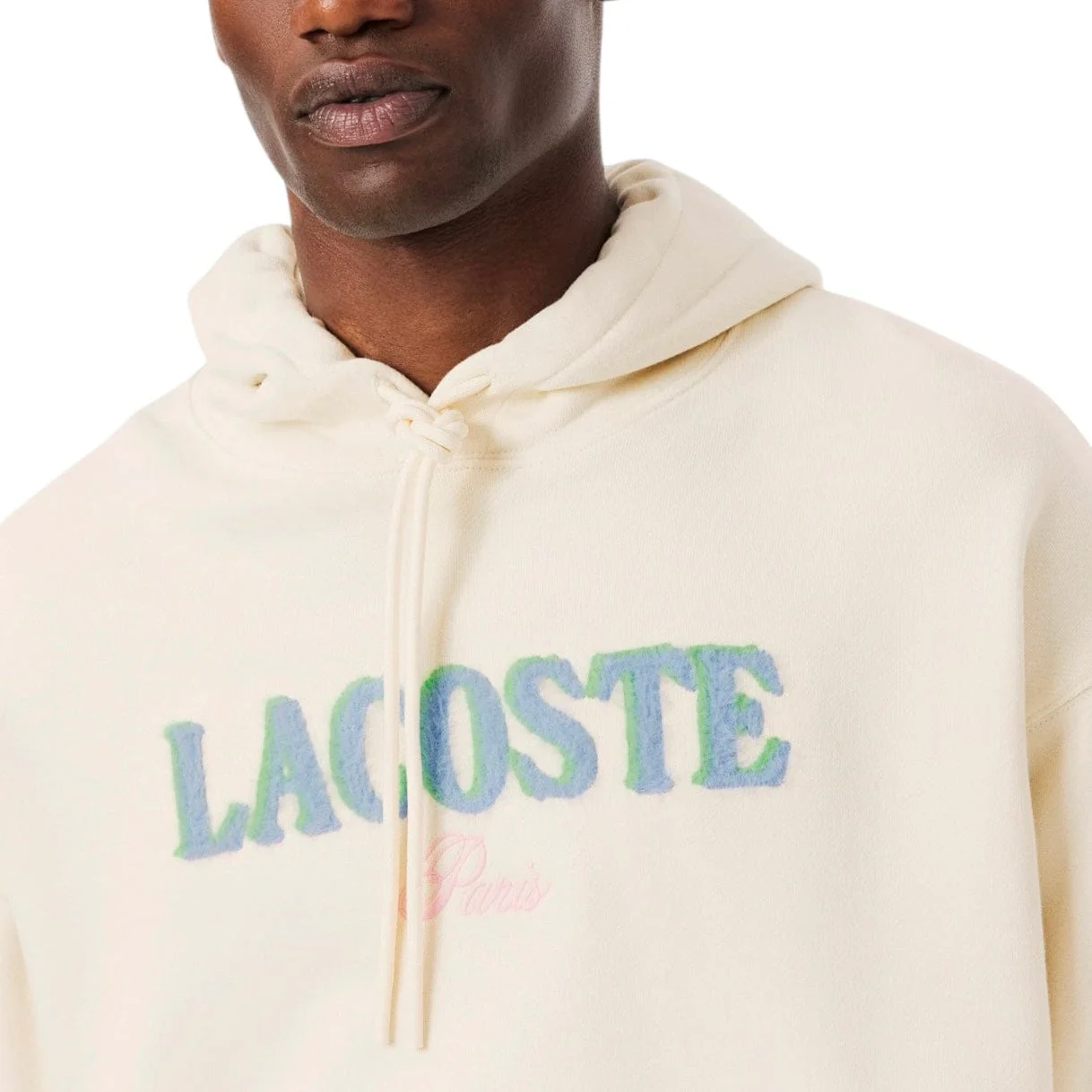 Lacoste Loose Fit Embroidered Hoodie (Cream) SH5464-51 - Image 3
