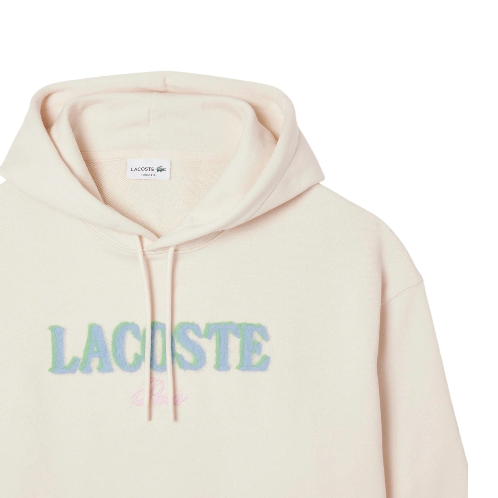 Lacoste Loose Fit Embroidered Hoodie (Cream) SH5464-51 - Image 5