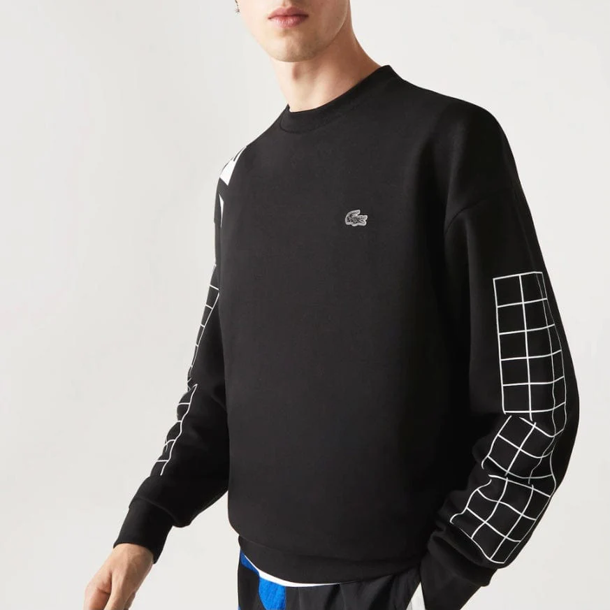 Lacoste Loose Fit Two-Ply Pique Sweatshirt (Black) SH0068-51 - Image 3
