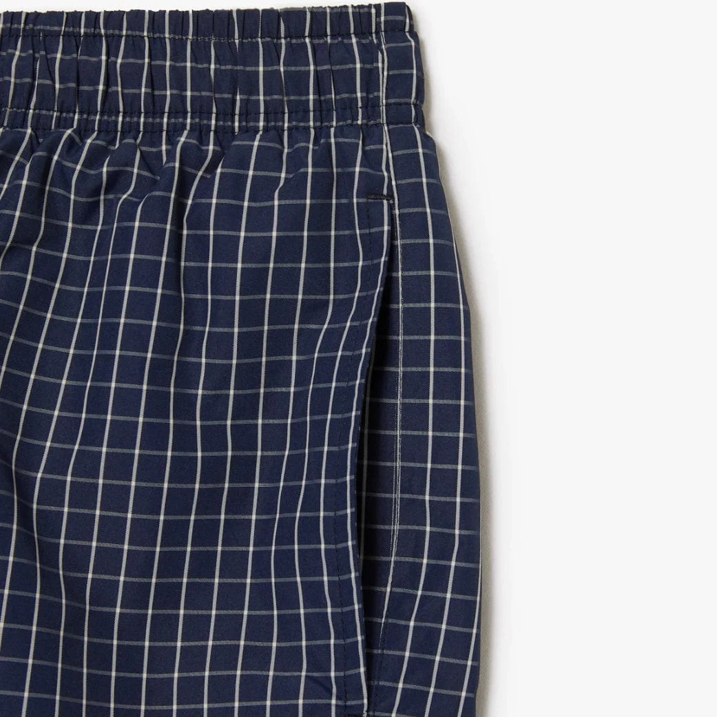 Lacoste Recycled Polyester Checked Swim Trunks (Navy Blue/White) MH5634-51 - Image 2