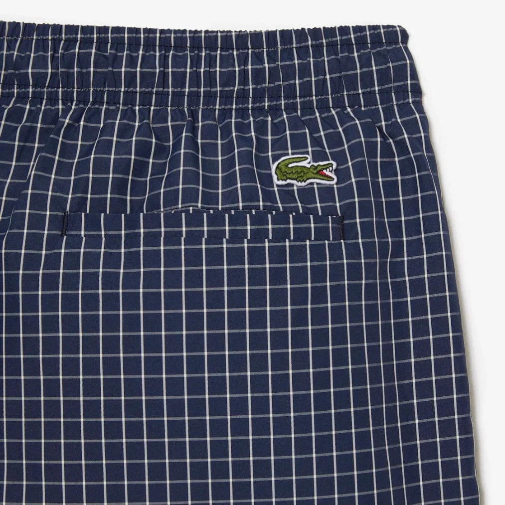 Lacoste Recycled Polyester Checked Swim Trunks (Navy Blue/White) MH5634-51 - Image 4