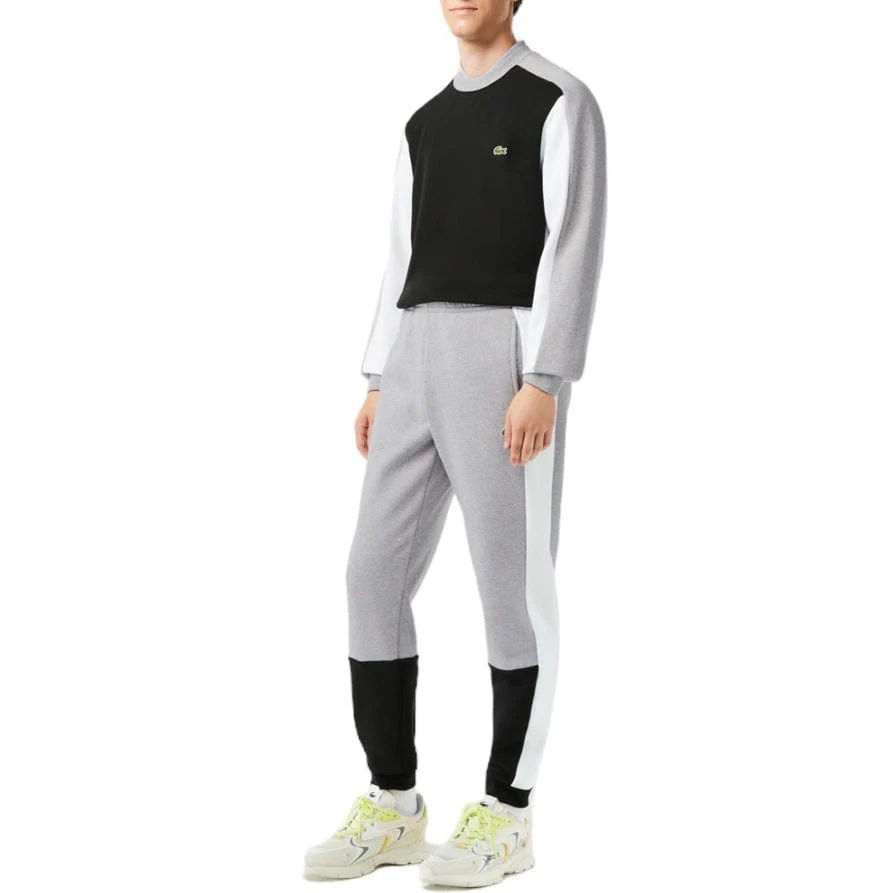 Lacoste Regular Fit Colorblock Joggers (Grey/Black/White) XH1300-51 - Image 4