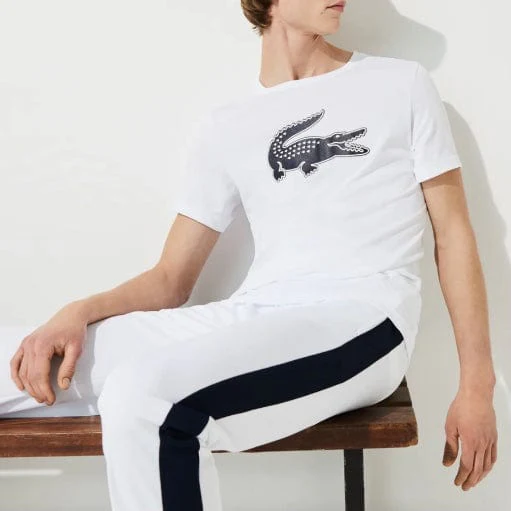 Lacoste Sport 3D Print Crocodile Breathable Jersey T Shirt (White/Navy) TH2042 - Image 4