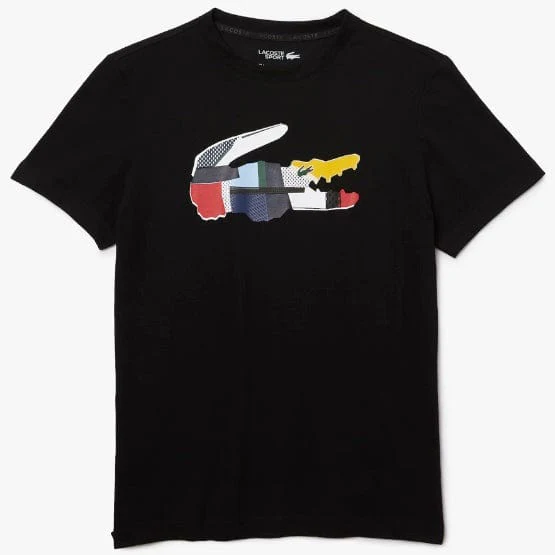Lacoste Sport Patchwork Crocodile Print T Shirt (Black) TH0822 - Image 6