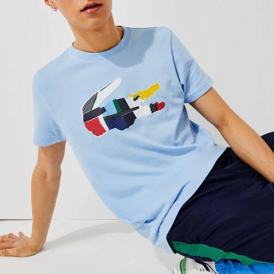 Lacoste Sport Patchwork Crocodile Print T Shirt (Light Blue) TH0822 - Image 3