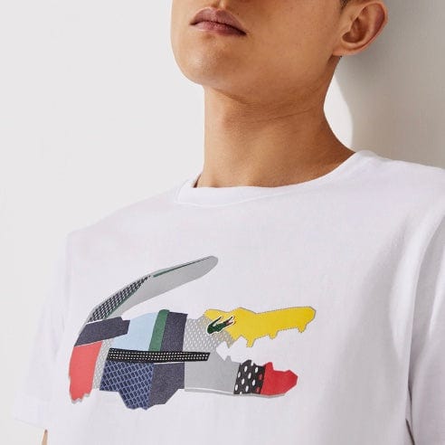 Lacoste Sport Patchwork Crocodile Print T Shirt (White) TH0822 - Image 2