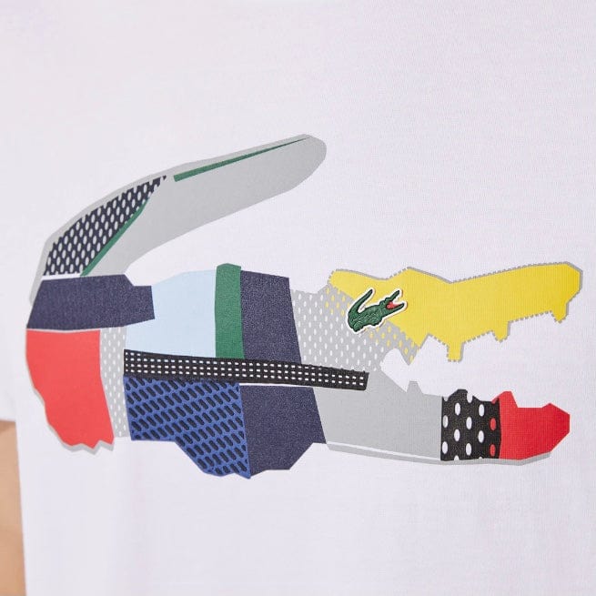 Lacoste Sport Patchwork Crocodile Print T Shirt (White) TH0822 - Image 3