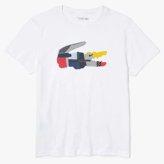 Lacoste Sport Patchwork Crocodile Print T Shirt (White) TH0822 - Image 4
