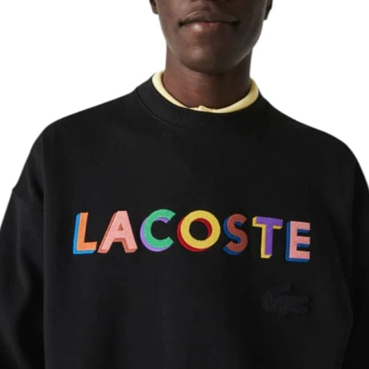 Lacoste Unisex Live Loose Fit Embroidered Fleece Sweatshirt (Black) SH7277-51 - Image 2