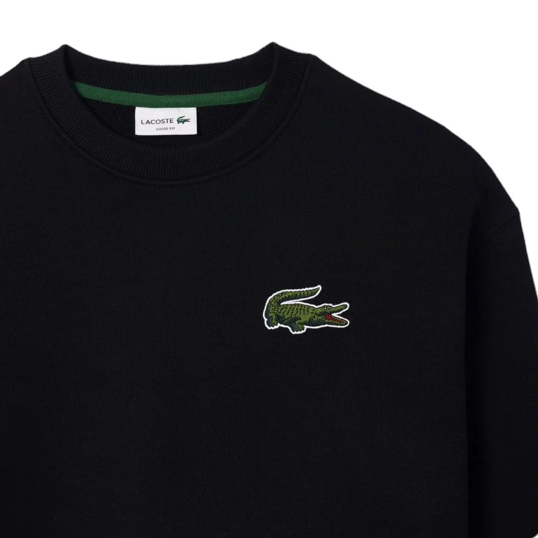 Lacoste Unisex Loose Fit Crocodile Badge Sweatshirt (Black) SH6405-51 - Image 2