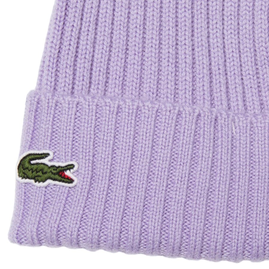 Lacoste Unisex Ribbed Wool Beanie (Purple) RB0001-51 - Image 2