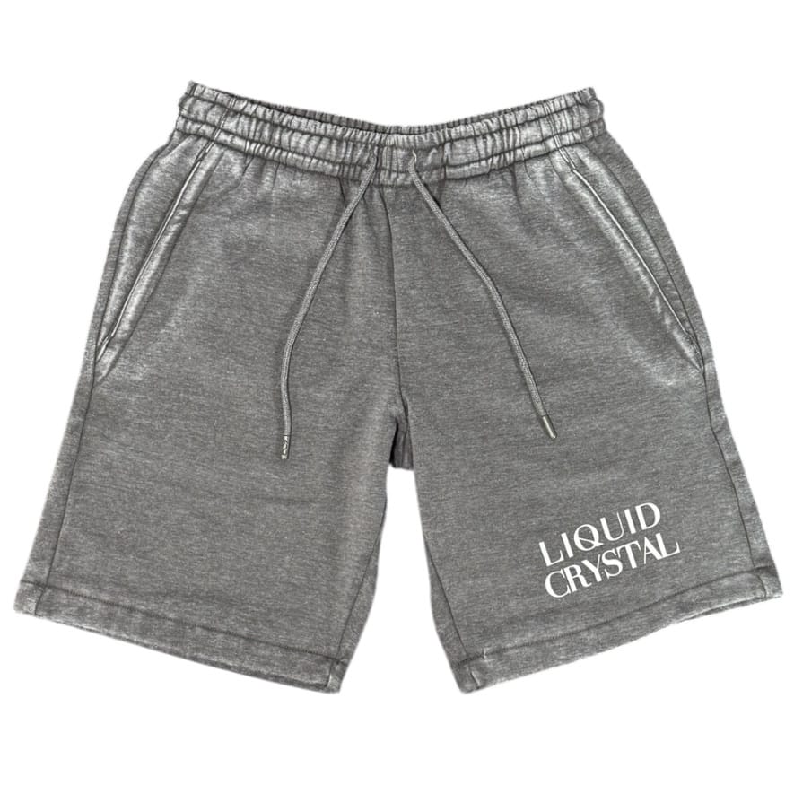 Liquid Crystals Burn Out Wash Hoodie & Short Set (Heather Grey) - Image 4