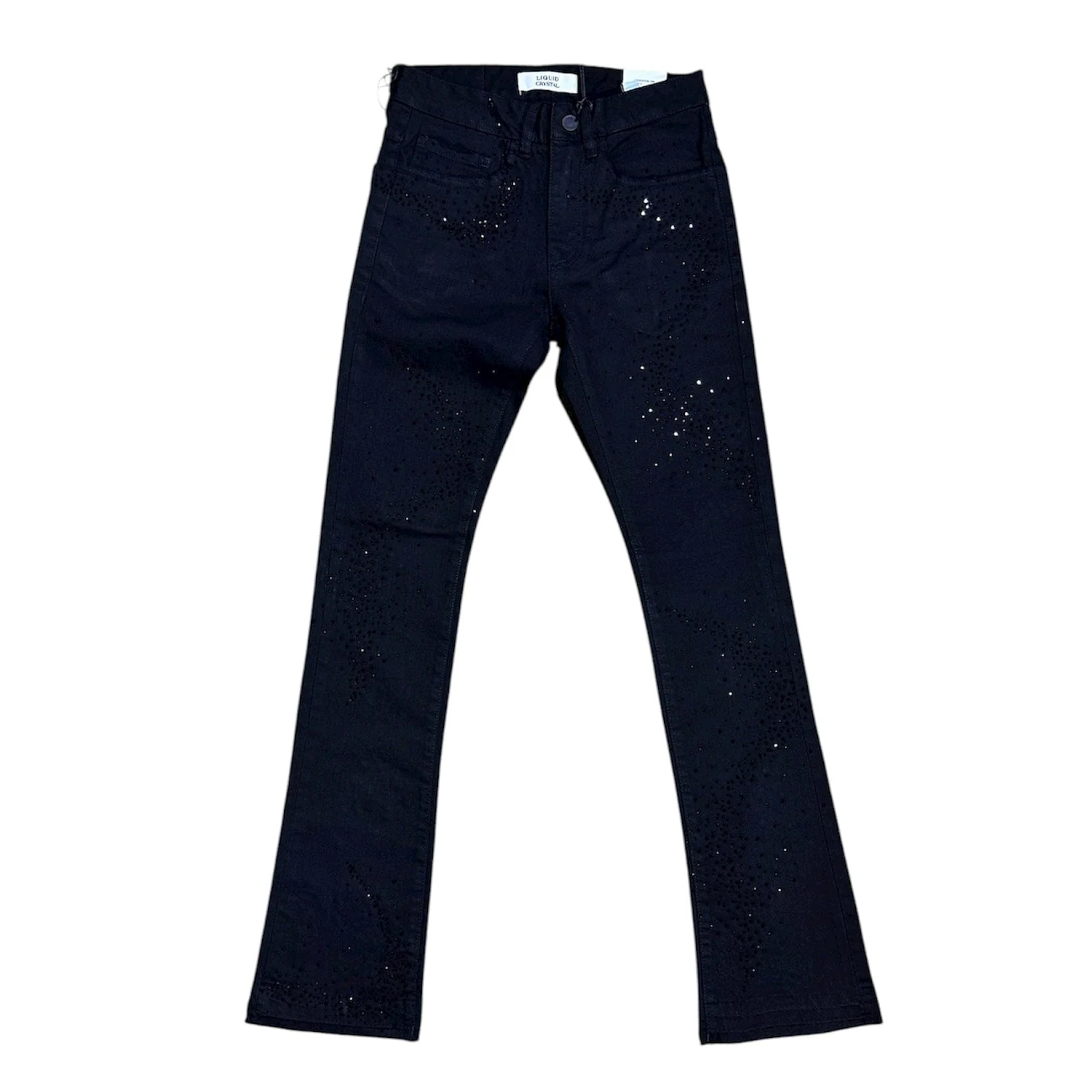 Liquid Crystals Small & Big Crystals Stacked Denim (Jet Black) JTF2316A