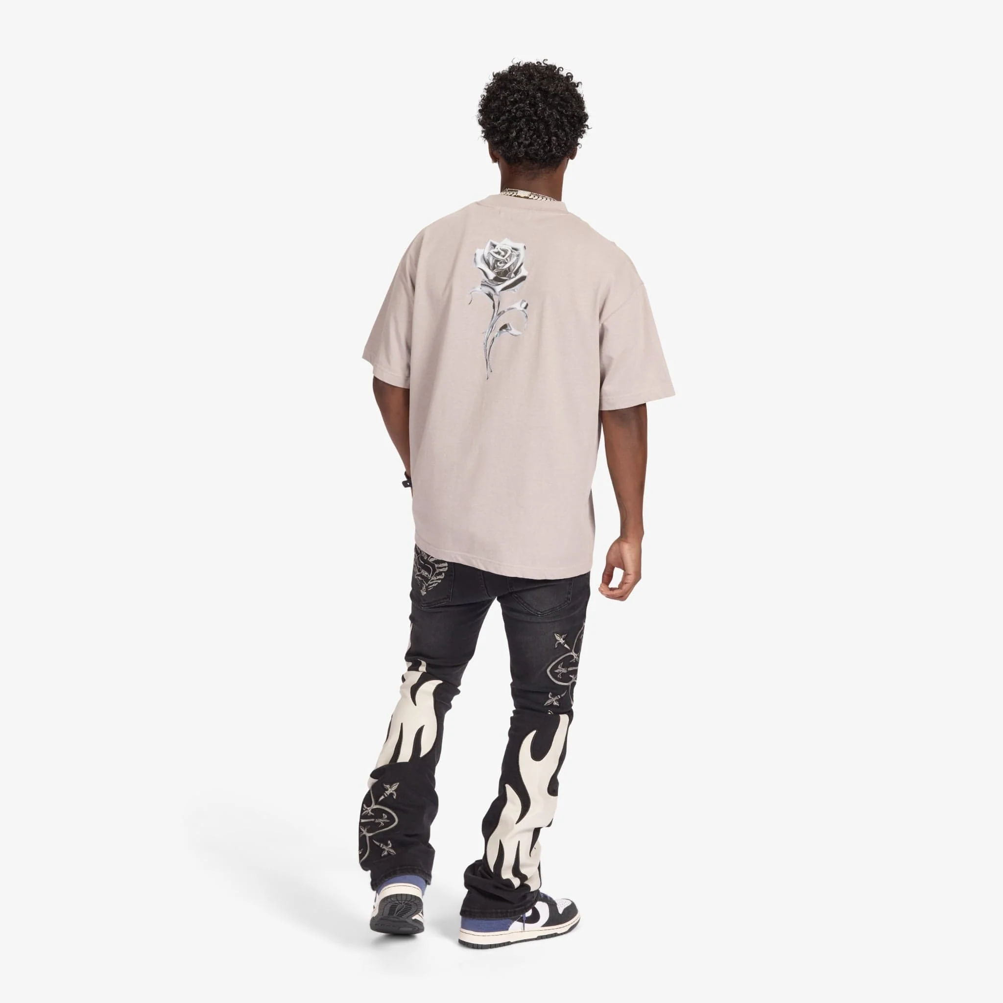 "Liver" Stacked Jeans (black/gray leather) - Image 7