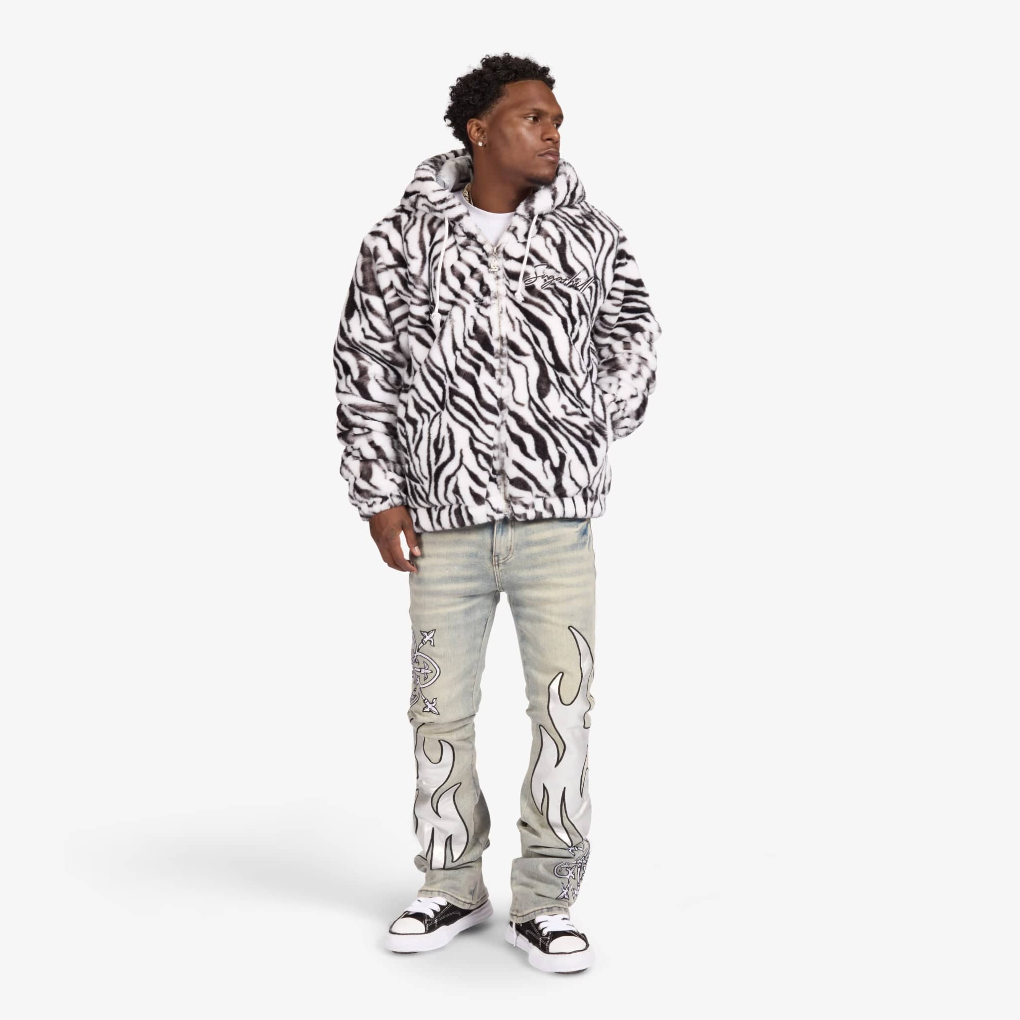 "Liver" Stacked Jeans (stone/white leather) - Image 6