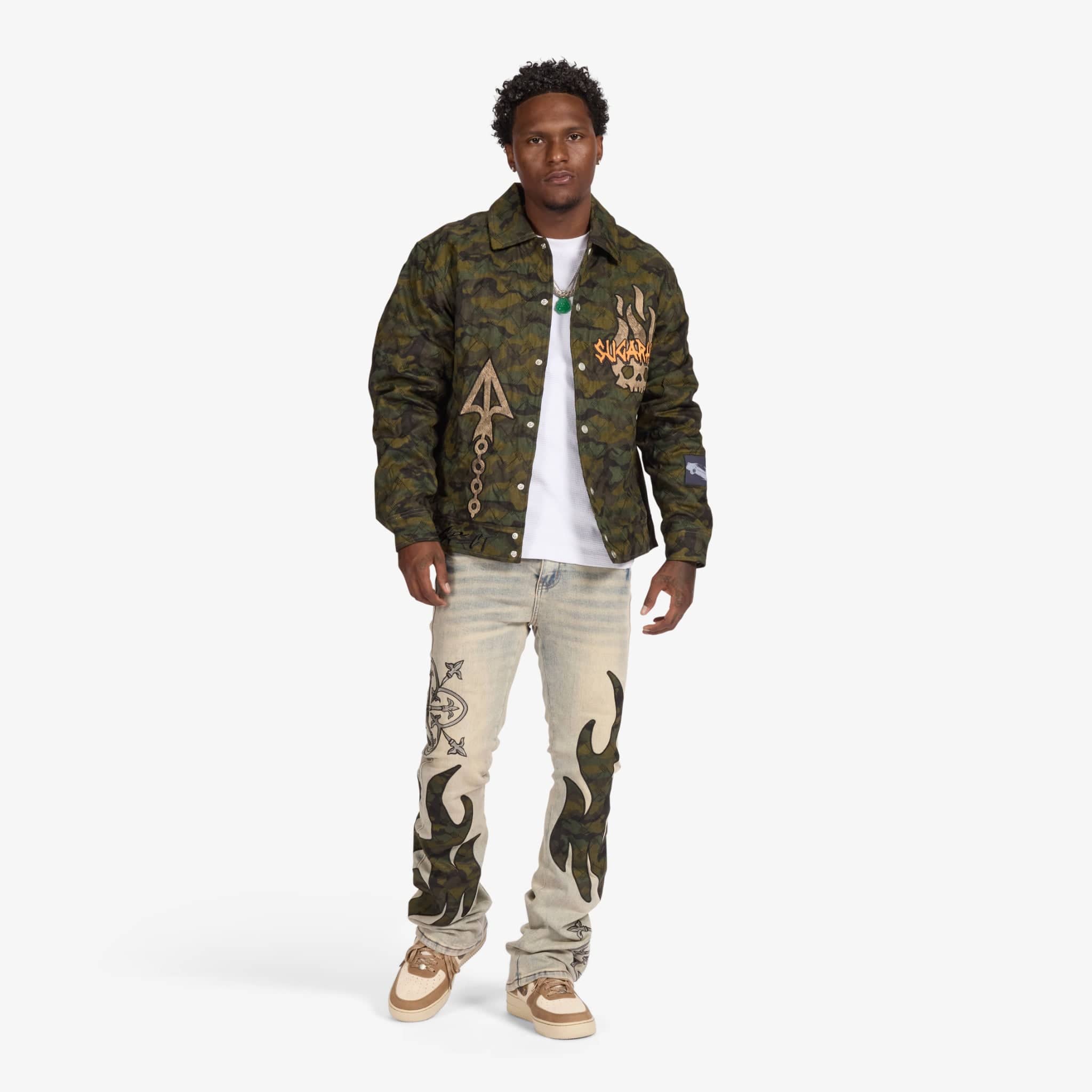 "Liver" Stacked Jeans (wheat/camo scrunch) - Image 5